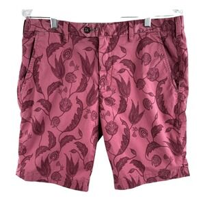 Ted Baker Maroon Floral Shorts Mens 33R Coastal Resort Luxe  Chino Old Money Y2K